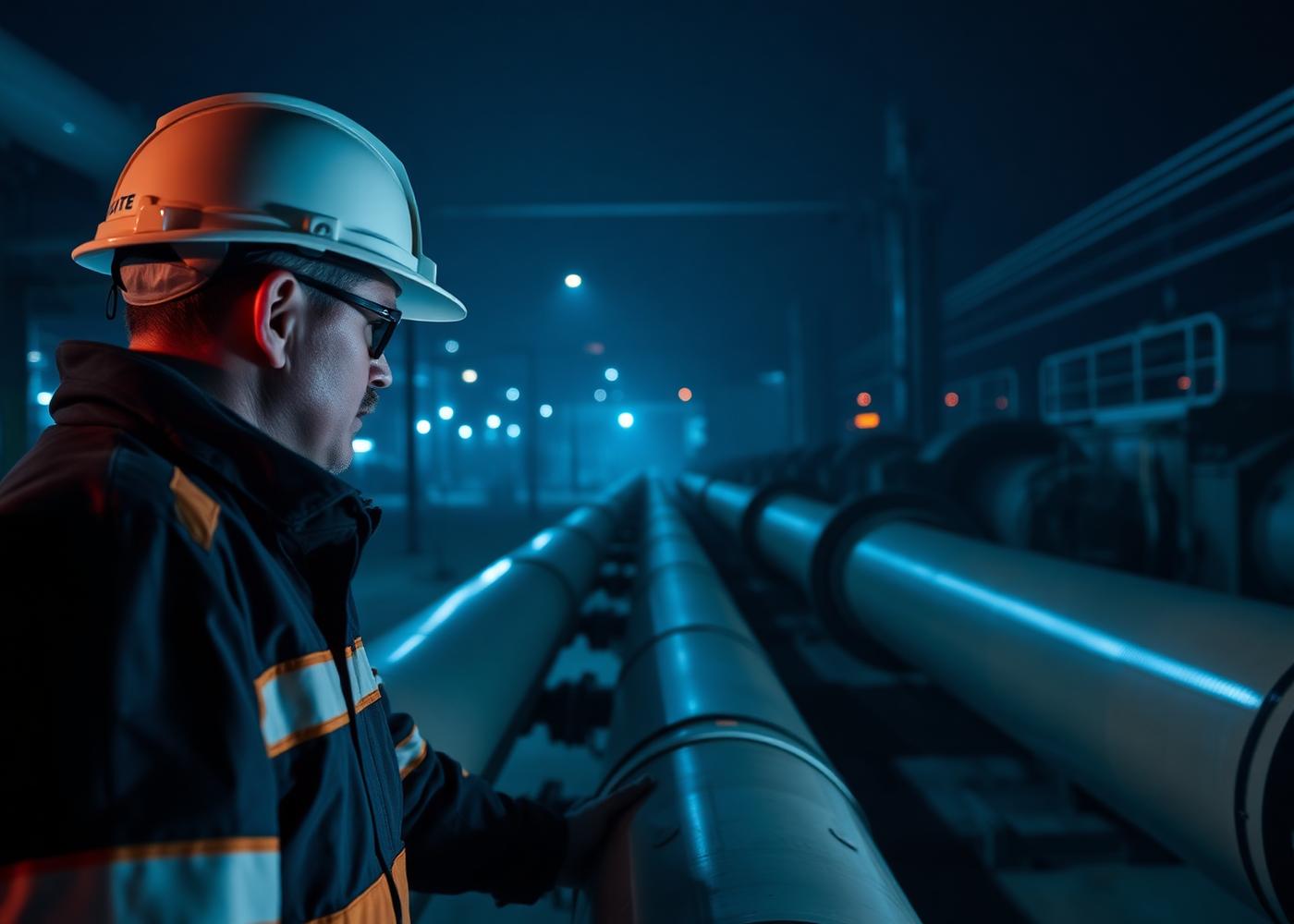 Engineers inspecting pipeline infrastructure